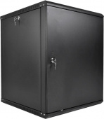 Шкаф коммутационный ЦМО ШРН-Эконом (ШРН-Э-12.350.1-9005) настенный 12U 600x350мм пер.дв.металл направл.под закл.гайки 85кг черный 300мм 15.39кг 180град. 608мм IP20 сталь